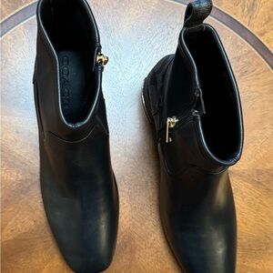 New Coach Black Leather Ankle Boots